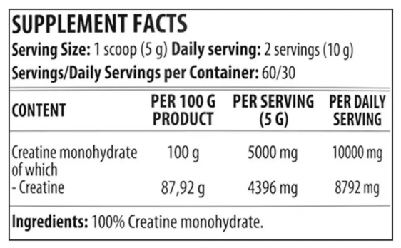 Creatina monohidratada 300 gr - DY Nutrition - Imagen 2